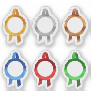 Faux Award/Certificate Seal Ribbons (6ClrHollow) Sticker