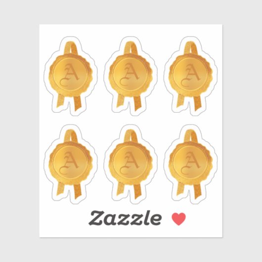 Faux Award / Certificate Seal Ribbons (Goud Initia Sticker (Vel)