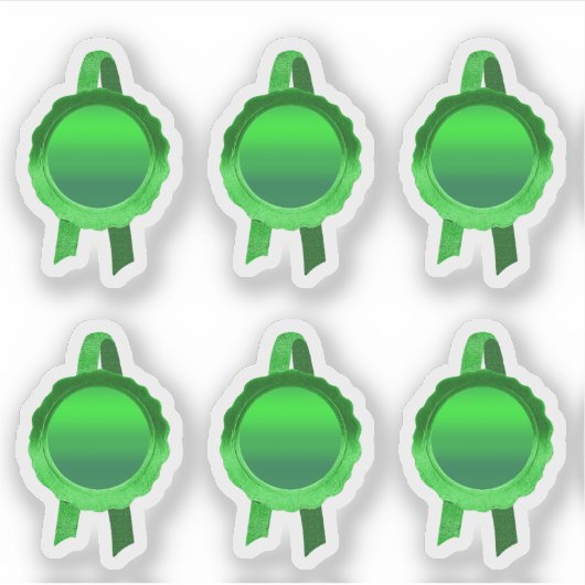 Faux Award/Certificate Seal Ribbons (Green Plain) Sticker (Voorkant)