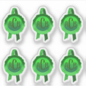 Faux Award/Certificate Seal Ribbons (GreenInitials Sticker (Voorkant)