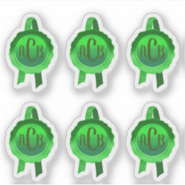 Faux Award/Certificate Seal Ribbons (GreenInitials Sticker