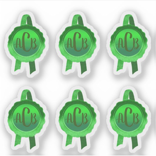 Faux Award/Certificate Seal Ribbons (GreenInitials Sticker (Voorkant)