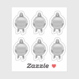 Faux Award/Certificate Seal Ribbons (Plain Silver) Sticker