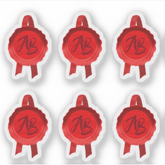 Faux Award/Certificate Seal Ribbons (Rode Initiale Sticker (Voorkant)
