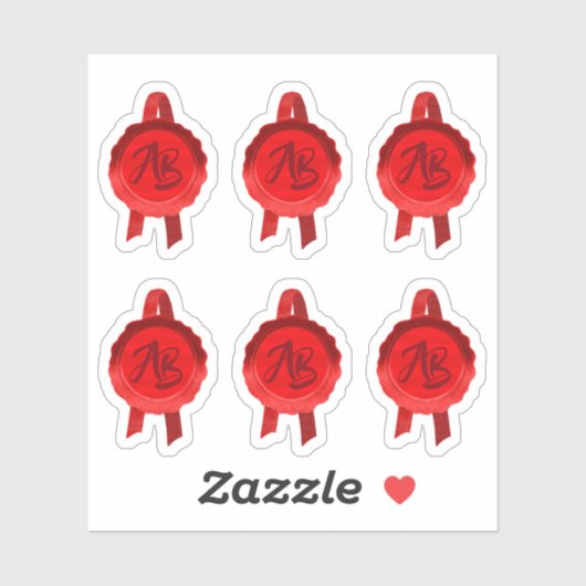 Faux Award/Certificate Seal Ribbons (Rode Initiale Sticker (Vel)