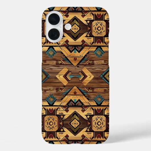 Faux Aztec wood grain Case-Mate iPhone Case (Achterkant)