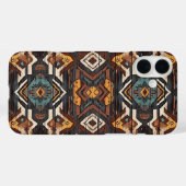 Faux Aztec wood grain iPhone sixteen Plus Case (Achterkant (horizontaal))