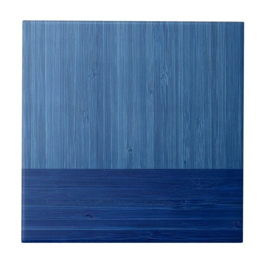 Faux Bamboo Border Wood Grain Cobalt Blue Tegeltje (Voorkant)