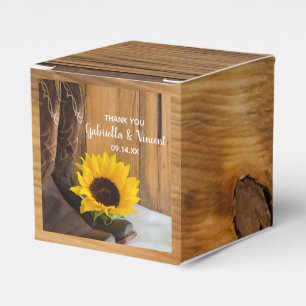 Faux Barn Wood Country Sunflower Western Weddensch Bedankdoosjes