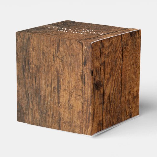 Faux Barn Wood en Cowboy Pet Westerne bruiloft Bedankdoosjes (Achterkant)