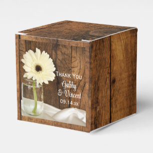 Faux Barn Wood Mason Jar White Daisy Barn Wedding Bedankdoosjes