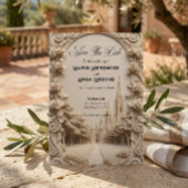 Faux Bas-Relief Carved Floral Archway Save The Date