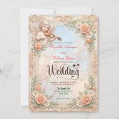 Faux Bas-Relief Marble & Cherub Angel Wedding Kaart (Voorkant)