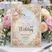 Faux Bas-Relief Marble & Cherub Angel Wedding Kaart