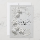 Faux Bas Relief Swans Heart Classical Wedding Kaart (Achterkant)