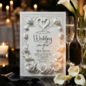 Faux Bas Relief Swans Heart Classical Wedding Kaart