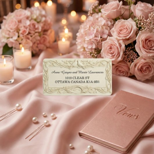 Faux Bas-Relief  Wedding Return Address Labels