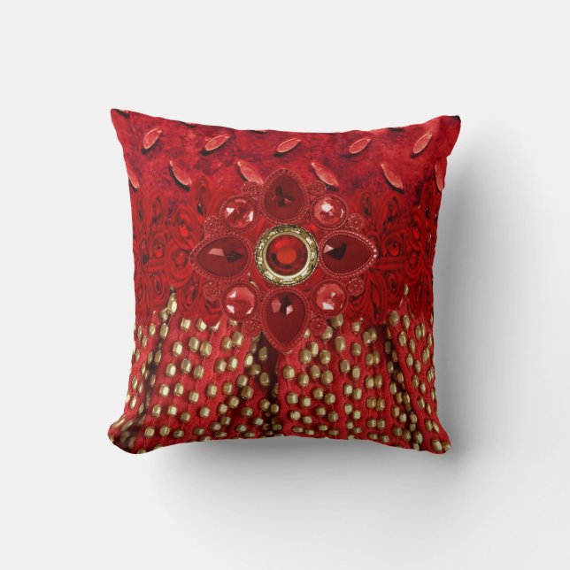 Faux Beaded en Rhinestone Mojo Pillow Kussen (Voorkant)
