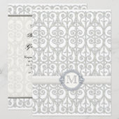 Faux bedrukte diamanten en kant, monogrammed Weddi Kaart (Voorkant / Achterkant)