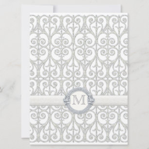 Faux bedrukte diamanten en kant, monogrammed Weddi Kaart