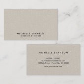 Faux Beige Linnen Elegant Luxe Professional Visitekaartje (Voorkant / Achterkant)