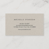 Faux Beige Linnen Elegant Luxe Professional Visitekaartje (Achterkant)