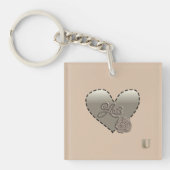 Faux Beveled Love U & Roos Champaign-design Sleutelhanger (voorkant)