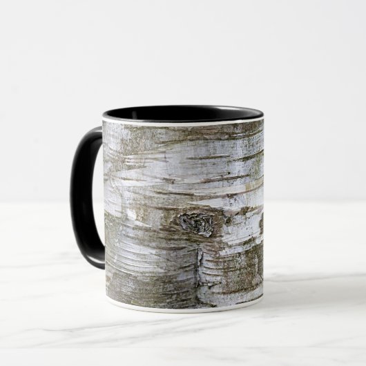 Faux Birch Tree Bark Texture Kijk Pattern Mok (Voorkant links)