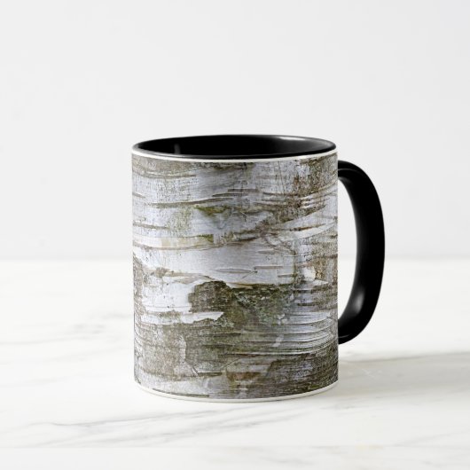 Faux Birch Tree Bark Texture Kijk Pattern Mok (Voorkant rechts)