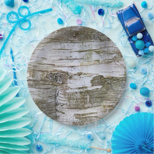 Faux Birch Tree Bark Texture Kijk Pattern Papieren Bordje (Feest)