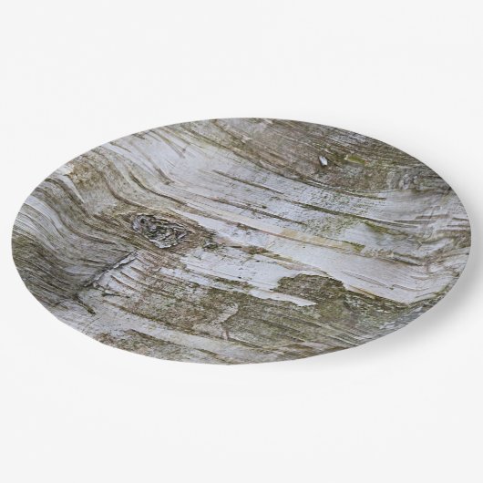 Faux Birch Tree Bark Texture Kijk Pattern Papieren Bordje (Gekanteld)