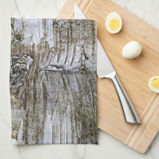 Faux Birch Tree Bark Texture Kijk Pattern Theedoek (Quarter Fold)