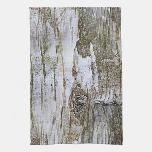 Faux Birch Tree Bark Texture Kijk Pattern Theedoek (Verticaal)