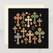 Faux Birthstone Crosses en losse Pareltjes op zwar (Voorkant / Achterkant)