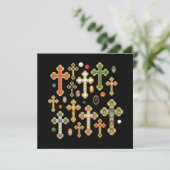 Faux Birthstone Crosses en losse Pareltjes op zwar (Staand voorkant)