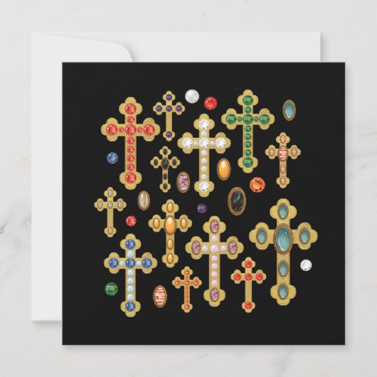 Faux Birthstone Crosses en losse Pareltjes op zwar (Voorkant)