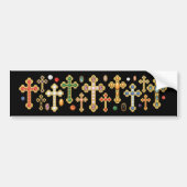 Faux Birthstone Crosses en losse Pareltjes op zwar Bumpersticker (Voorkant)