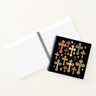 Faux Birthstone Crosses en losse Pareltjes op zwar Notitieboek