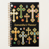 Faux Birthstone Crosses en losse Pareltjes op zwar Planner (Voorkant)