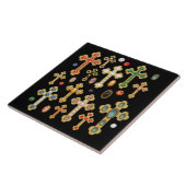 Faux Birthstone Crosses en losse Pareltjes op zwar Tegeltje (Zijkant)