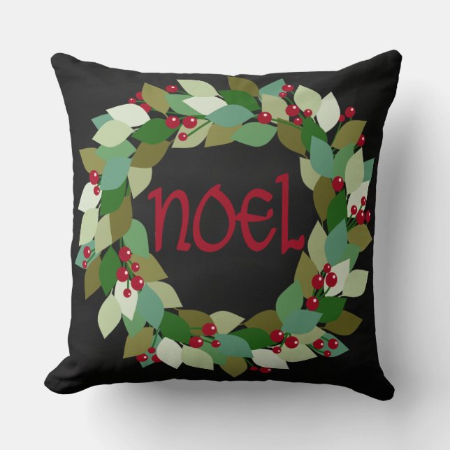 Faux Black Chalkboard | Noel Wreath Kussen (Voorkant)