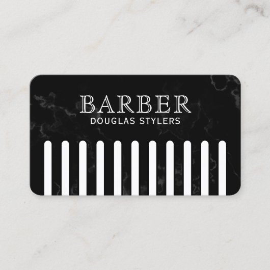Faux black comb barber visitekaartje (Voorkant)