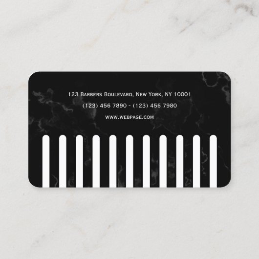 Faux black comb barber visitekaartje (Achterkant)