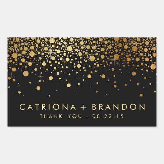 Faux Black en Gold Foil Confetti Favor Sticker (Voorkant)