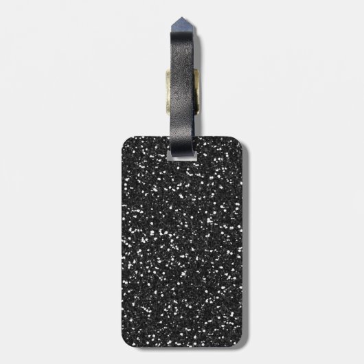 *Faux Black en Pink Glitter Personalized Girly Bagagelabel (Achterkant verticaal)