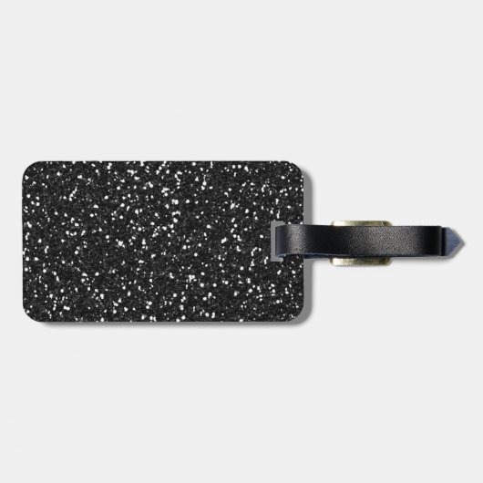 *Faux Black en Pink Glitter Personalized Girly Bagagelabel (Achterkant horizontaal)
