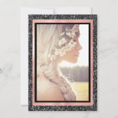 Faux Black en Roos Gold Glitter Afstudeerder Party Kaart (Achterkant)