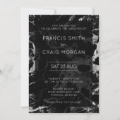 Faux Black en Silver Marble Wedding Kaart (Voorkant)