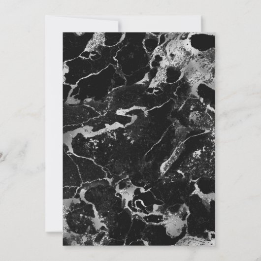 Faux Black en Silver Marble Wedding Kaart (Achterkant)