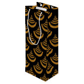 Faux Black & Gold Glitter | Art Deco Wijn Cadeautas (Achterkant Gekanteld)